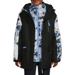 Black Floral Swiss Tech Girls 3-in-1 Systems Jacket, Size 6-6X